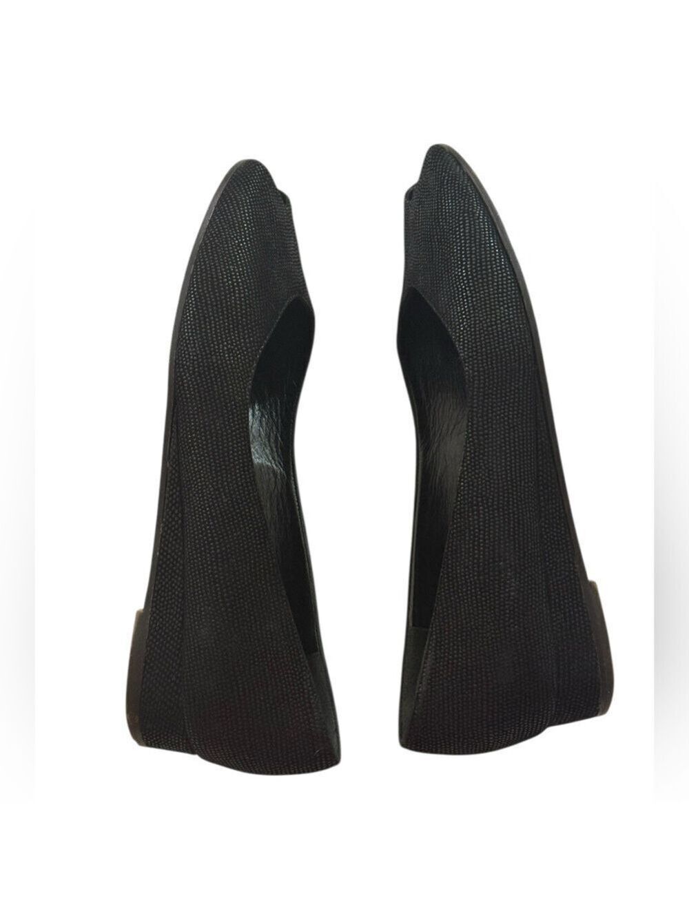 Bruno Magli Black Textured Leather Peep Toe Flats Italy Sz 10.5 - Picture 7 of 11